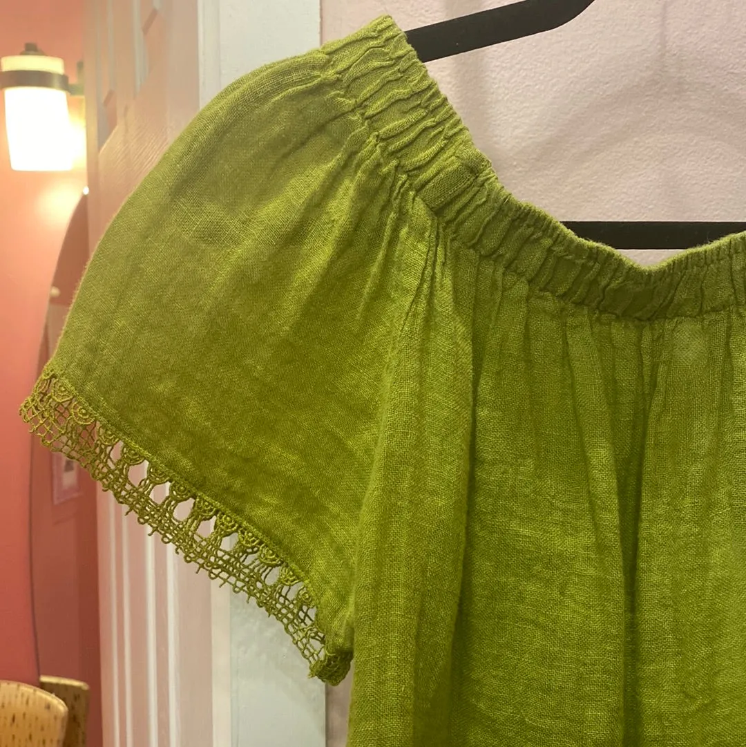 15-248 Green Linen Blouse