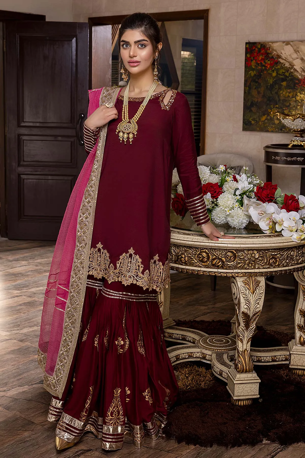 3 Pc EmbroiCH-223470_1dered Raw Silk CMA22-12