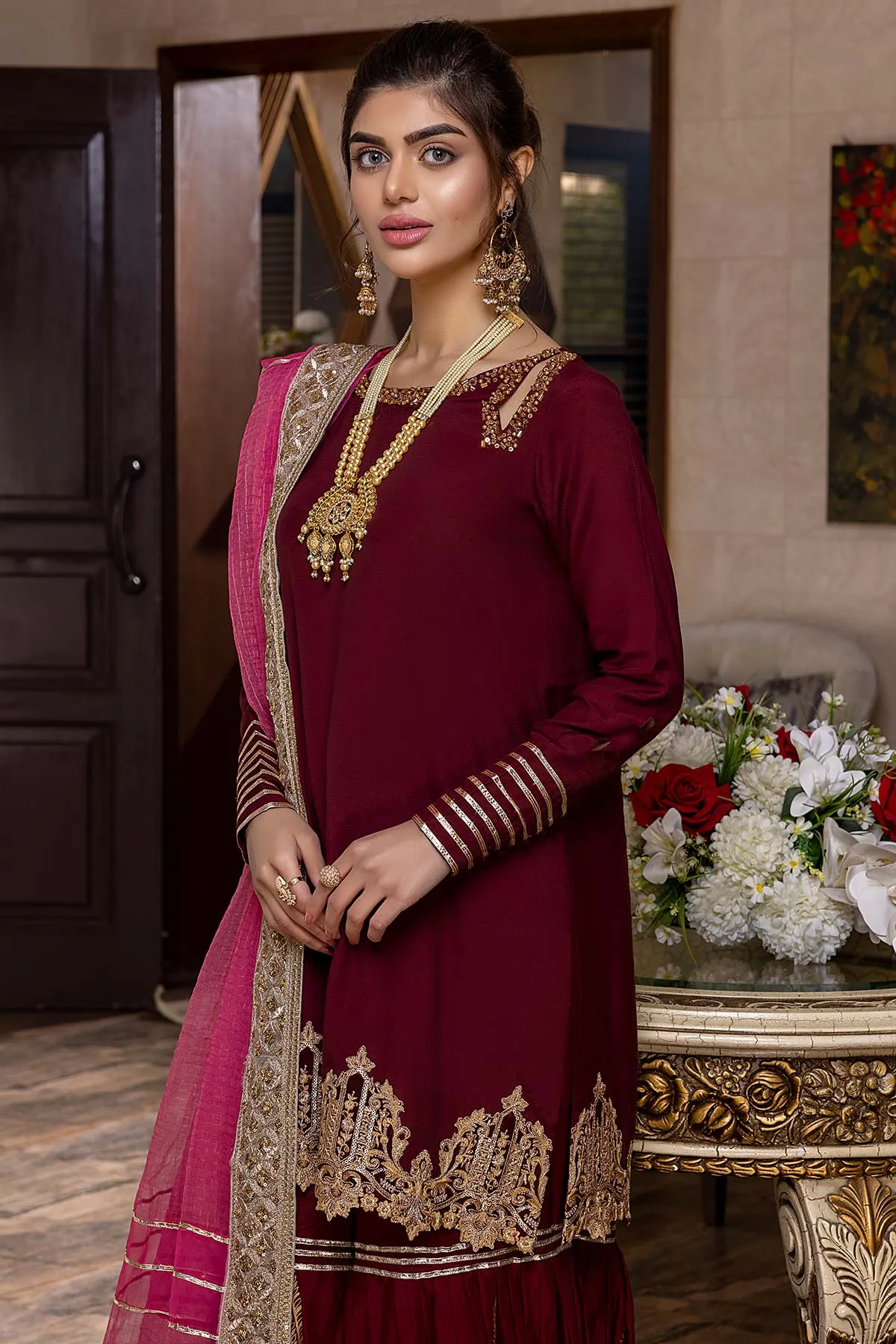 3 Pc EmbroiCH-223470_1dered Raw Silk CMA22-12