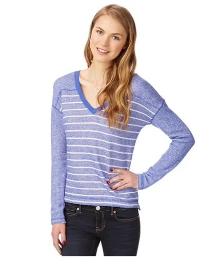 Aeropostale Womens Striped Zip Back Knit Sweater, TW2