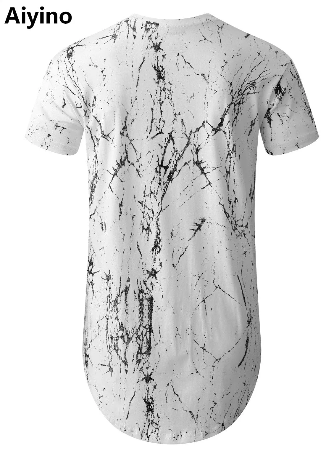 Aiyino Men's Hipster Hip Hop Ripped Round Hemline Pattern Print T Shirt