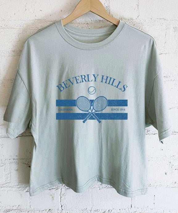 Beverly Hills Tennis Graphic Tee - Dusty Mint