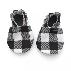 Black and White Buffalo Check Eco-Canvas Baby Shoes