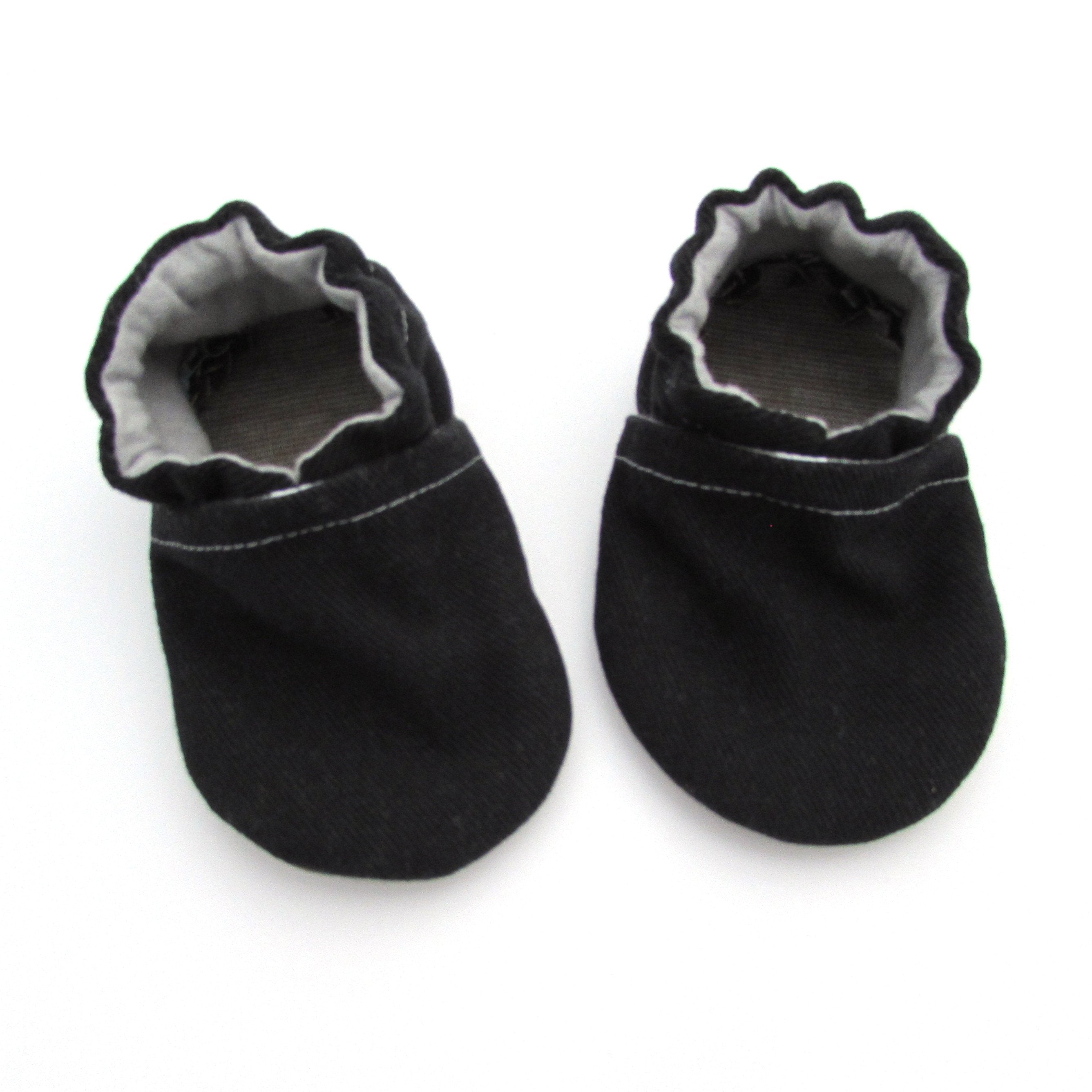 Black Brushed Denim Baby Shoes