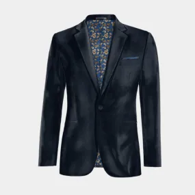  Blazer azul marino de terciopelo slim fit de 1 botón