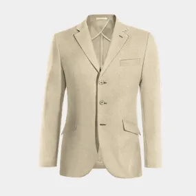  Blazer sin forro beige de lino slim fit de 3 botones