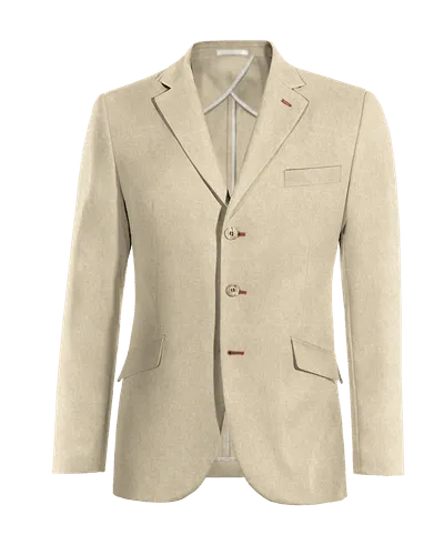  Blazer sin forro beige de lino slim fit de 3 botones