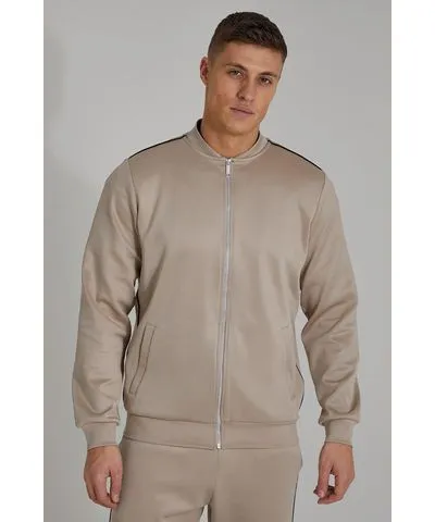 boohoo Mens Smart Scuba Bomber Jacket With Piping