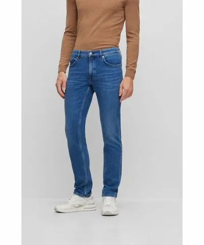 Boss Regular-fit jeans in blue comfort-stretch denim