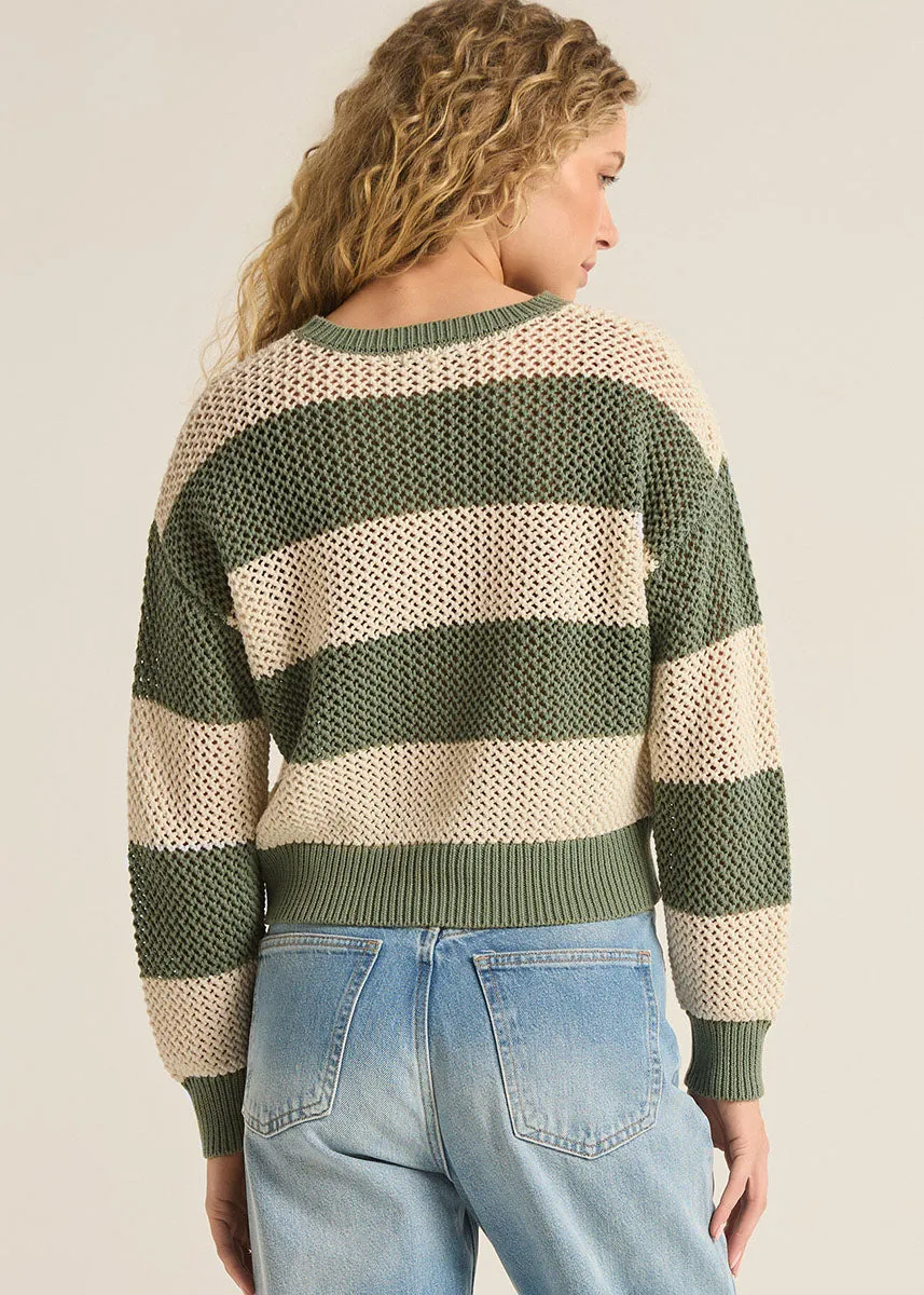 Broadbeach Stripe Sweater - Palm Green