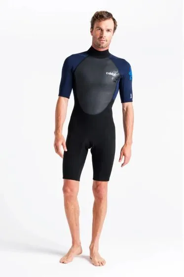 C Skins Element 3/2mm Mens Shorty Wetsuit 2024 - Black/Slate/Cyan