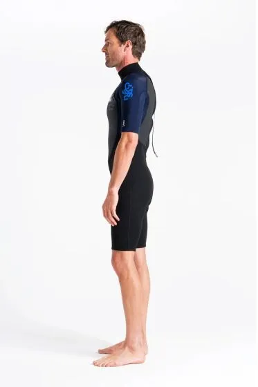 C Skins Element 3/2mm Mens Shorty Wetsuit 2024 - Black/Slate/Cyan