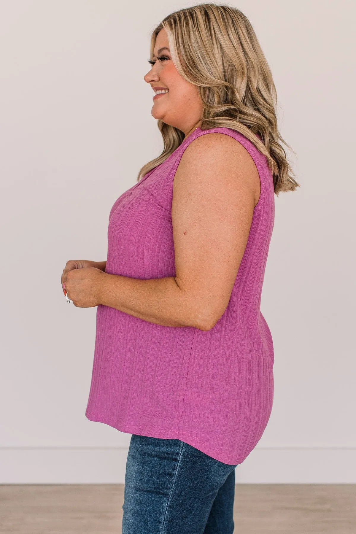 Call Me Yours Ribbed Knit Tank Top- Orchid