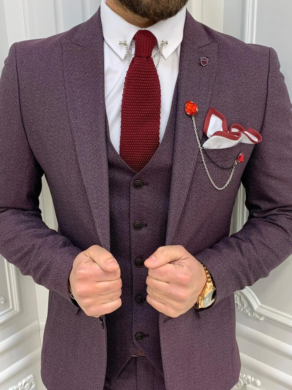 Casatani Claret Red Slim Fit  Suit