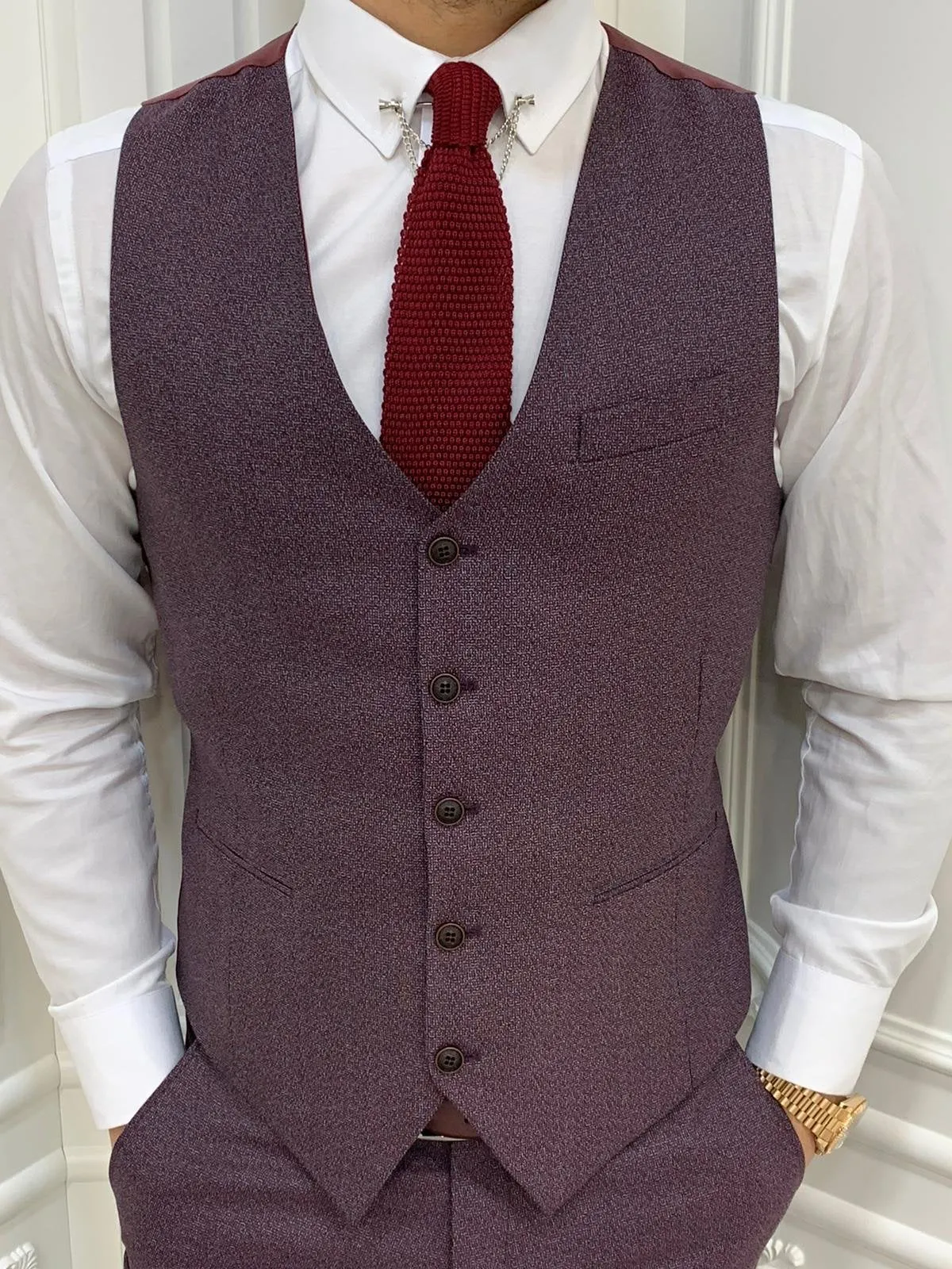 Casatani Claret Red Slim Fit  Suit