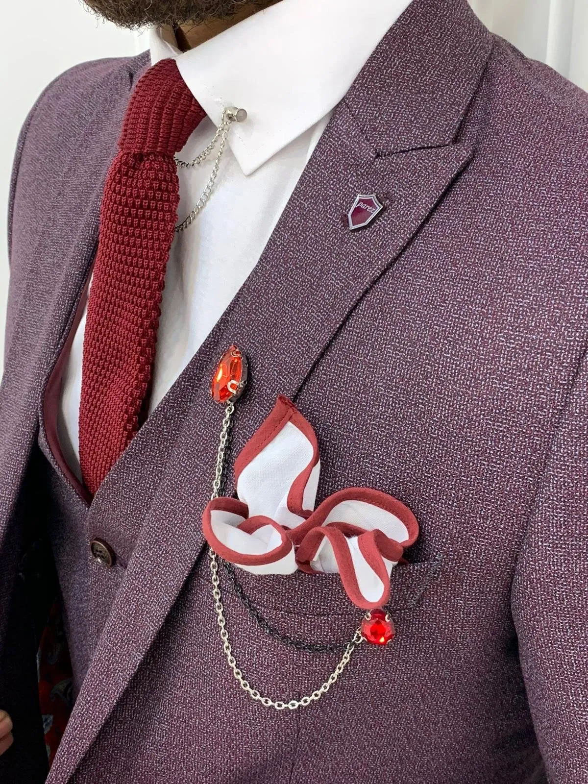 Casatani Claret Red Slim Fit  Suit