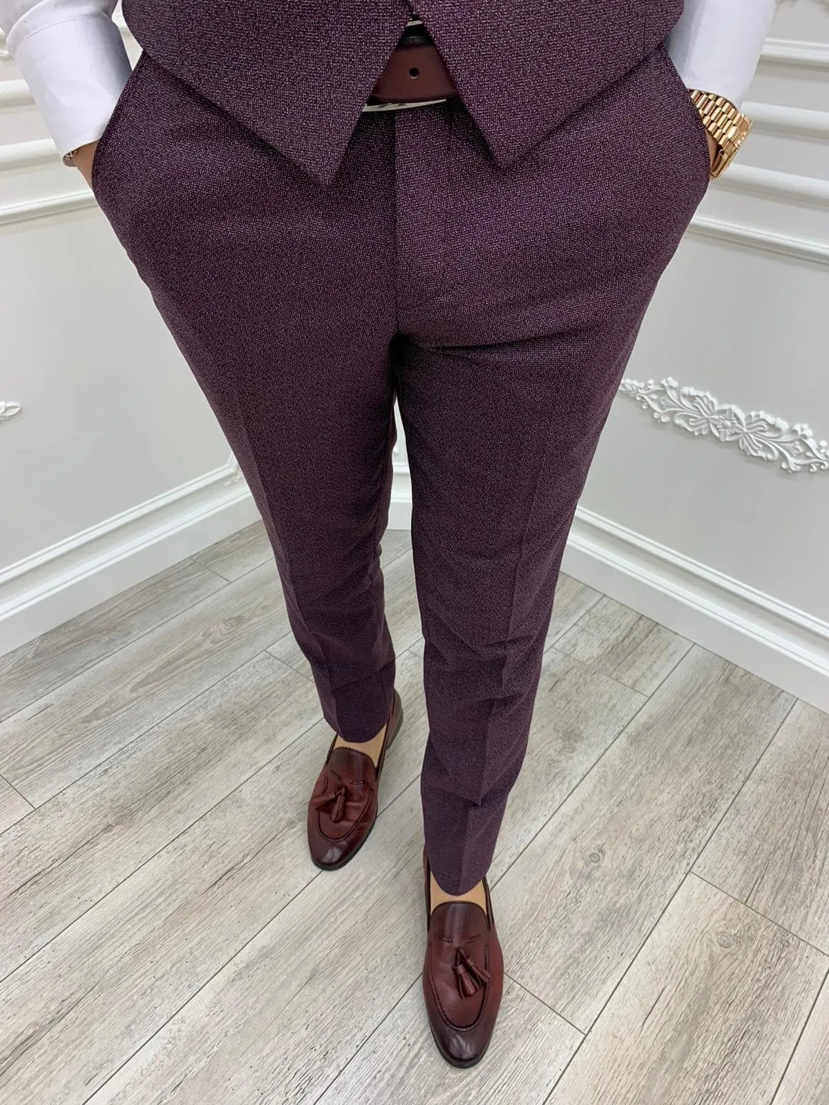 Casatani Claret Red Slim Fit  Suit