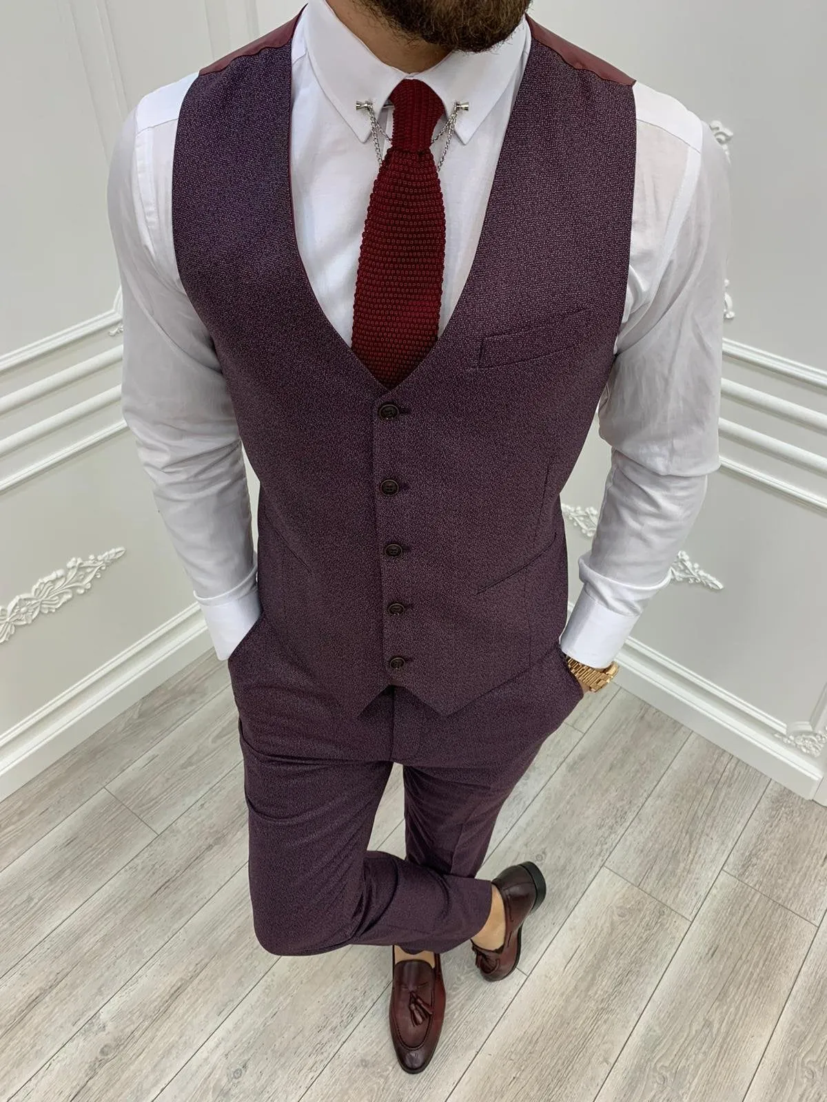 Casatani Claret Red Slim Fit  Suit