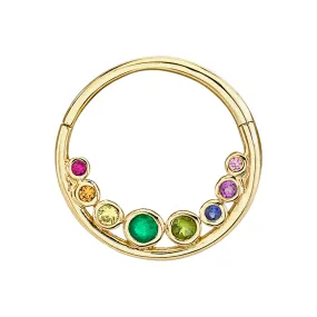 Cascade Seamless Hoop - Rainbow / 14k Yellow Gold