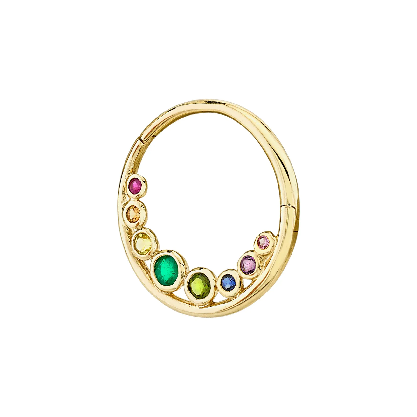 Cascade Seamless Hoop - Rainbow / 14k Yellow Gold