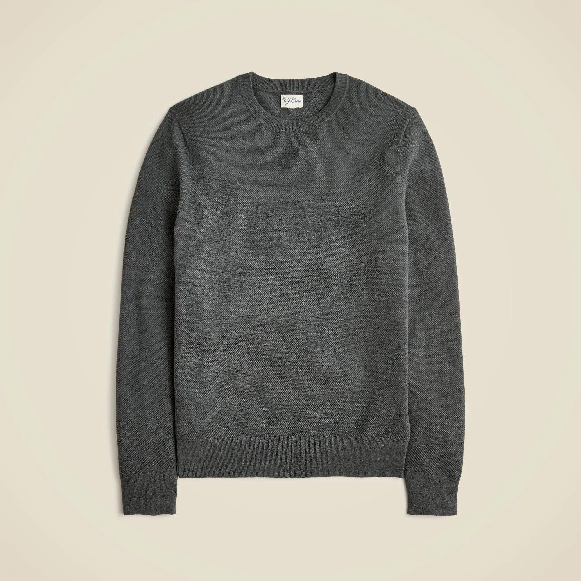 Cotton piqué-stitch crewneck sweater