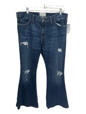 Current Elliot Size 32 Blue Wash Cotton Cotton Zip & Button Ripped Flare Jeans