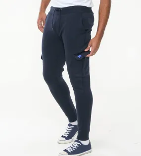 D555 Tall Mens Navy Joggers With Cargo Pockets and Ribbed Cuffs (TILDEN 1)