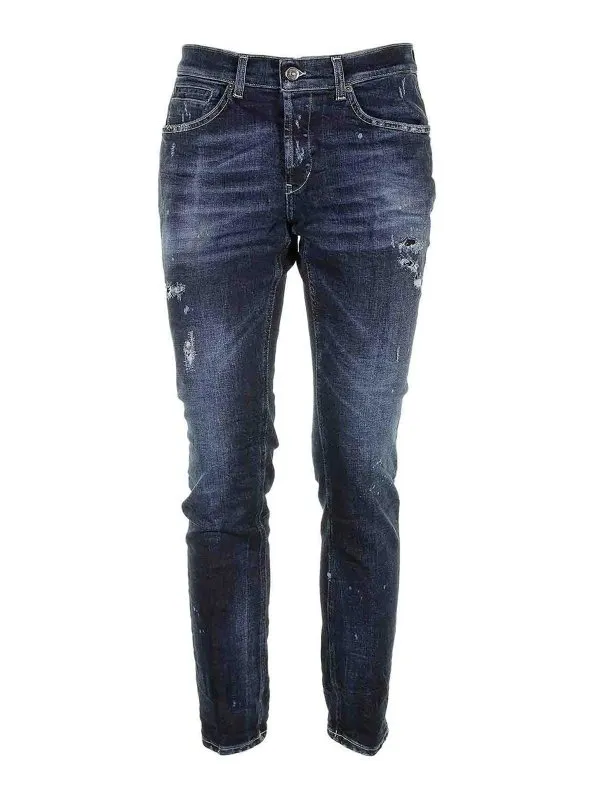 Dondup Jeans In Blue Denim And Rips