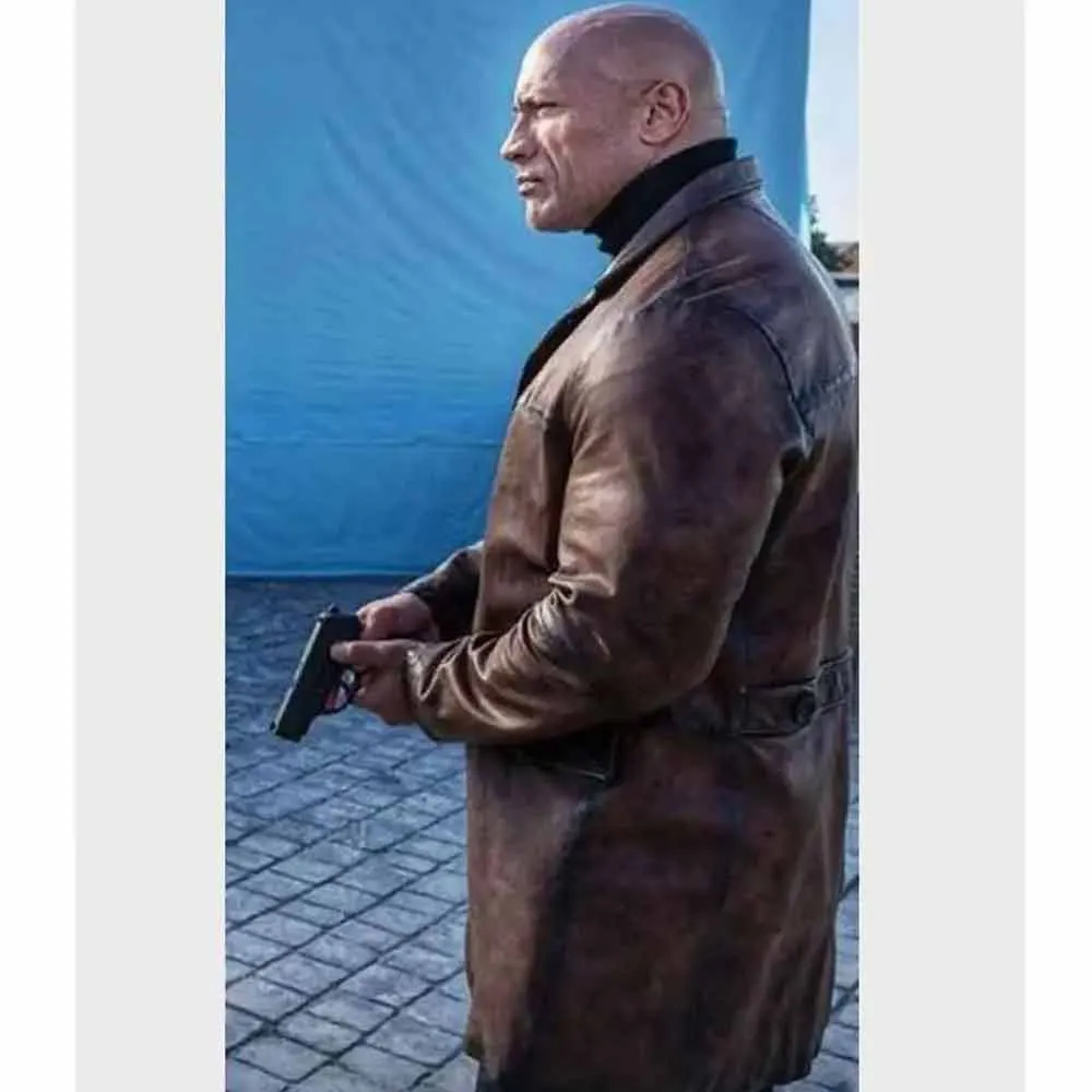 Dwayne Johnson Red Notice Brown Leather Coat