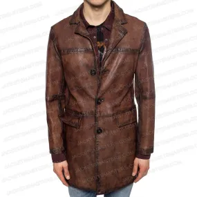 Dwayne Johnson Red Notice Brown Leather Coat