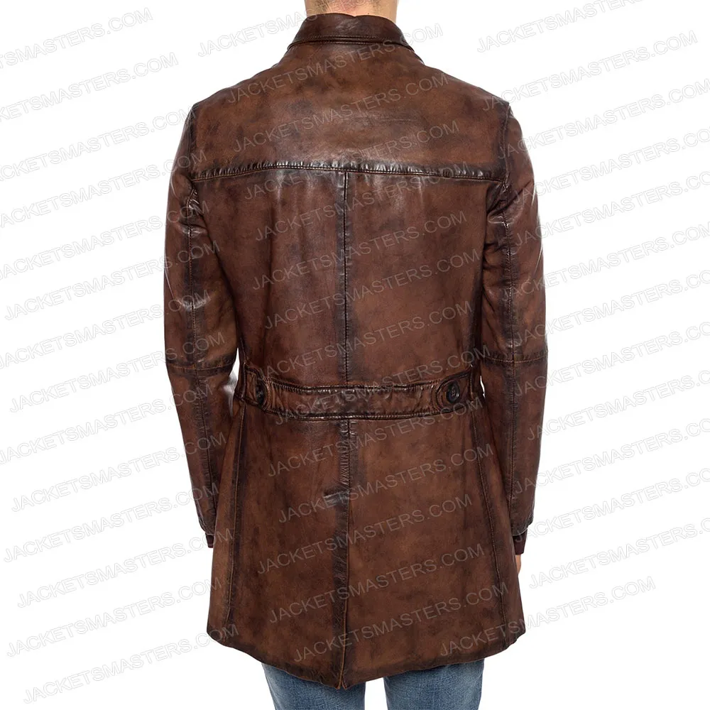 Dwayne Johnson Red Notice Brown Leather Coat