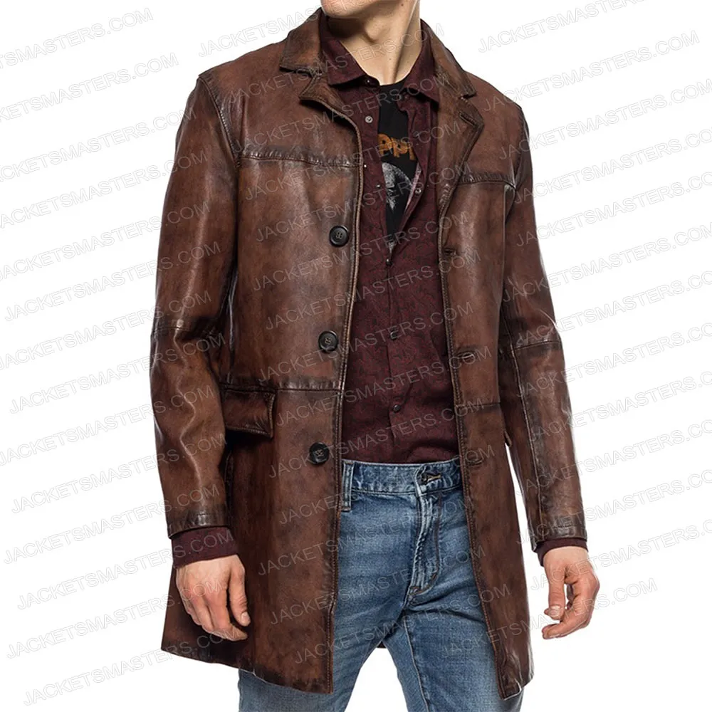 Dwayne Johnson Red Notice Brown Leather Coat