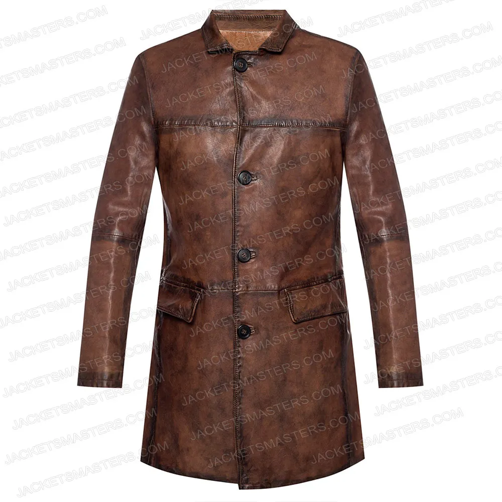 Dwayne Johnson Red Notice Brown Leather Coat