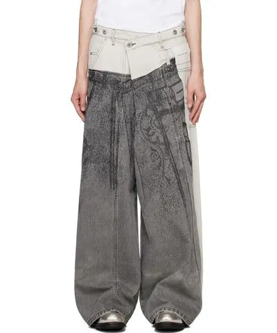 Feng Chen Wang Gray Paneled Jeans