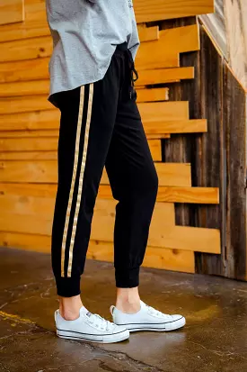 Gabby Superstar Stripe Jogger - Black Gold