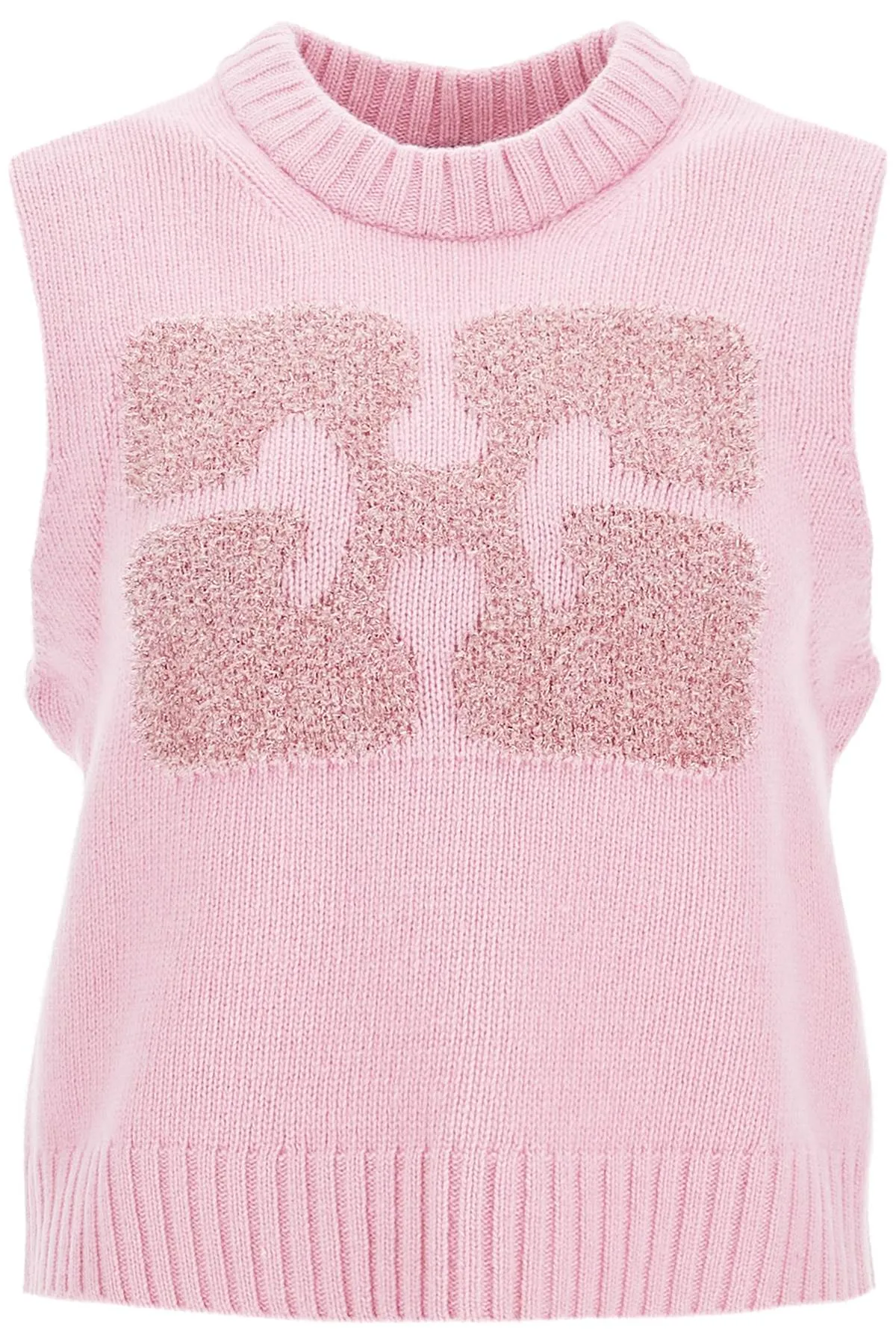 Ganni Monogram Knit Vest For Men   Pink