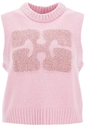 Ganni Monogram Knit Vest For Men   Pink