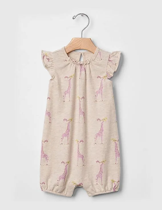 GAP Baby Grey Giraffe Flutter Shorty One Piece