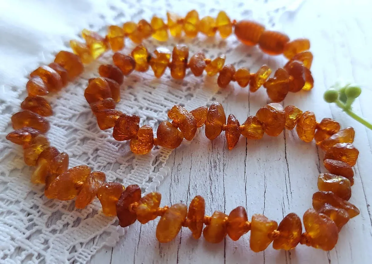 Genuine Raw Dk Honey Baltic Amber Necklace  Tag Cert GIA