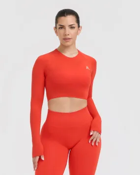 Go To Seamless Fitted Crop Long Sleeve Top | Charged Orange