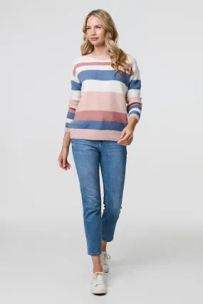 Izabel London – Striped Long Sleeve Relaxed Jumper