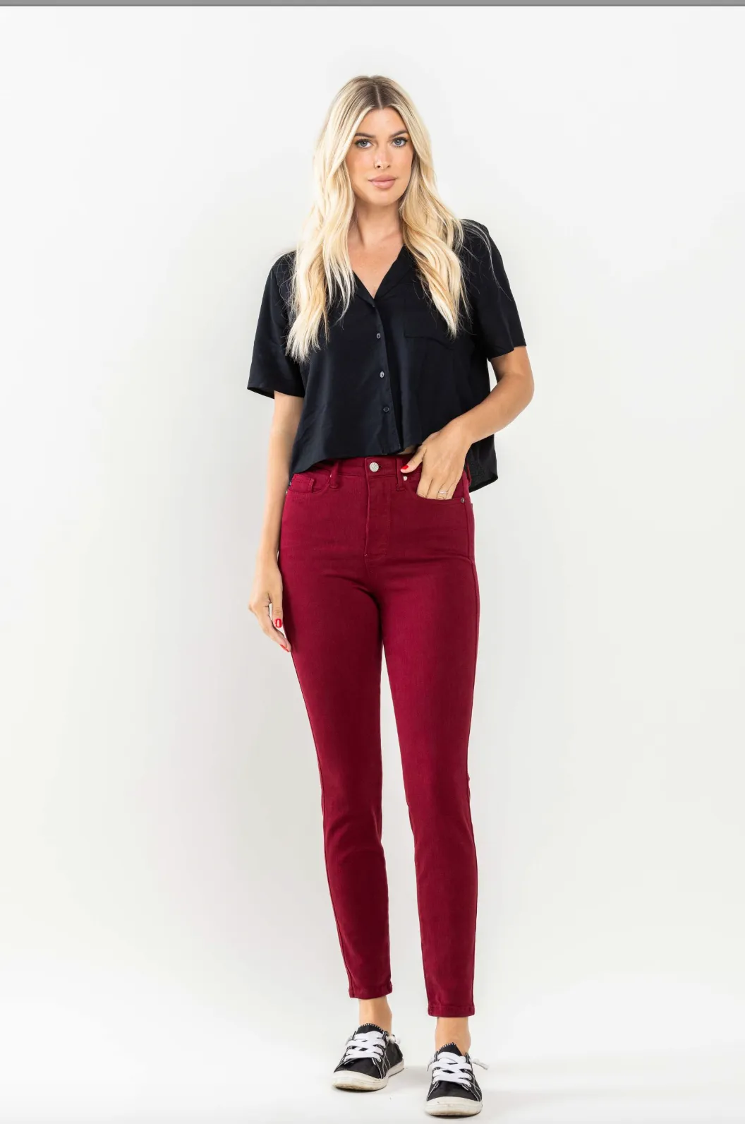 Judy Blue Tummy Control Skinny Jeans - Scarlet