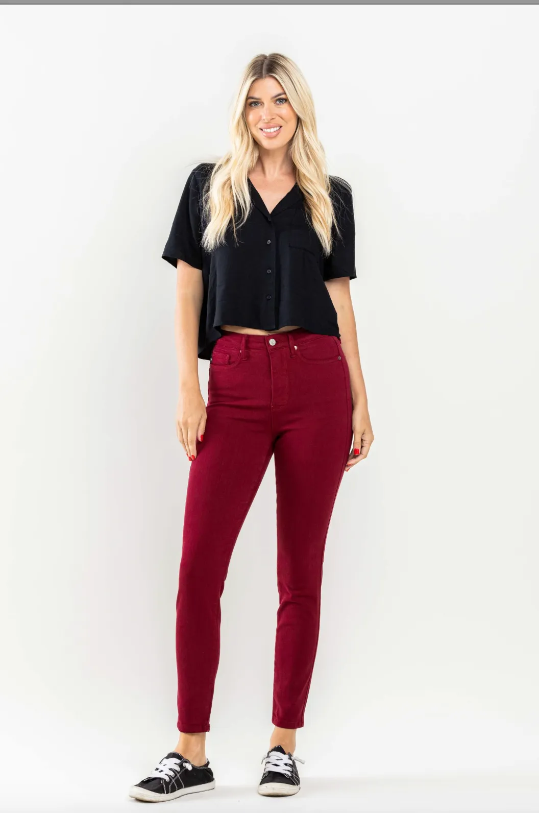 Judy Blue Tummy Control Skinny Jeans - Scarlet