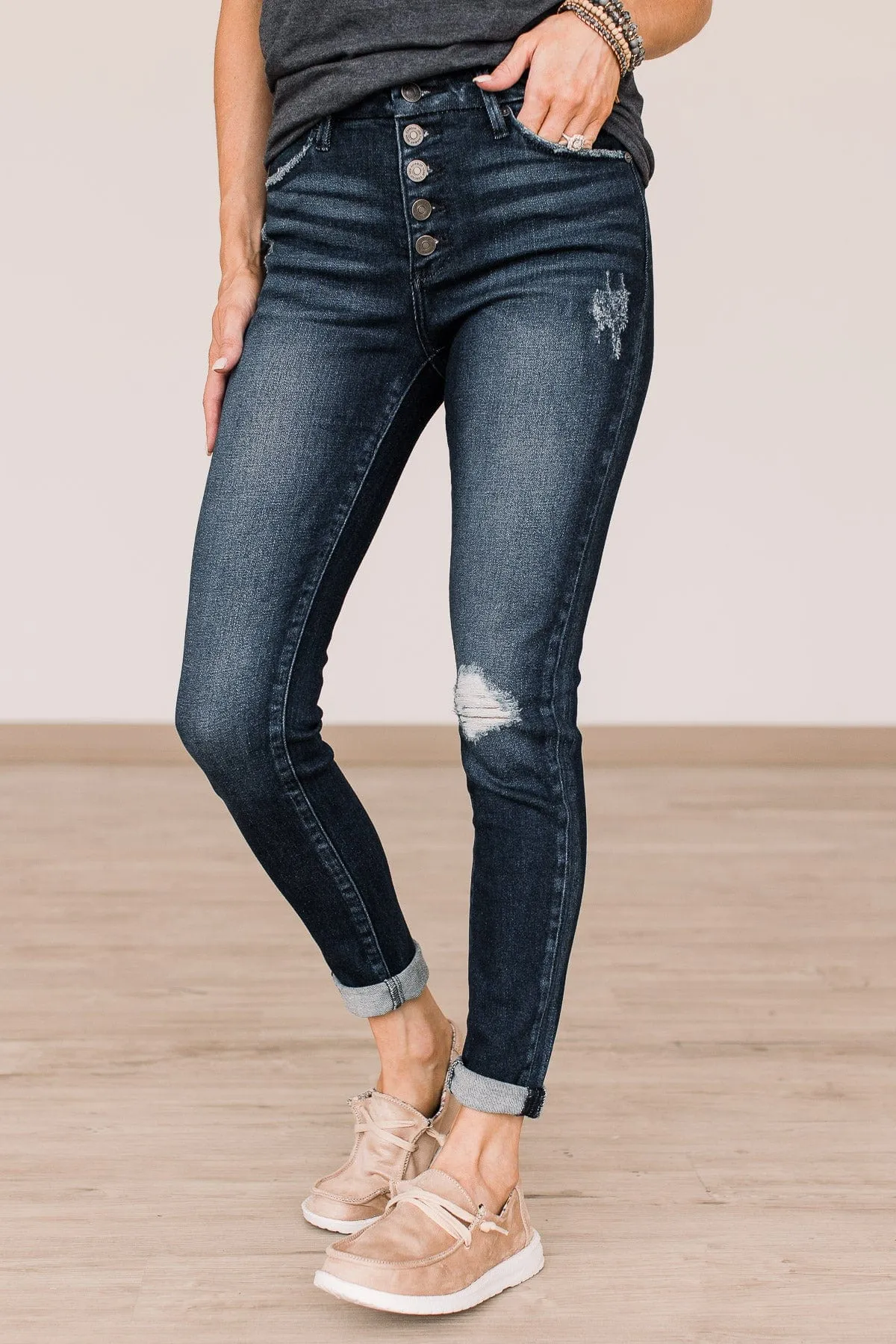 KanCan Button Fly Skinny Jeans- Julia Wash