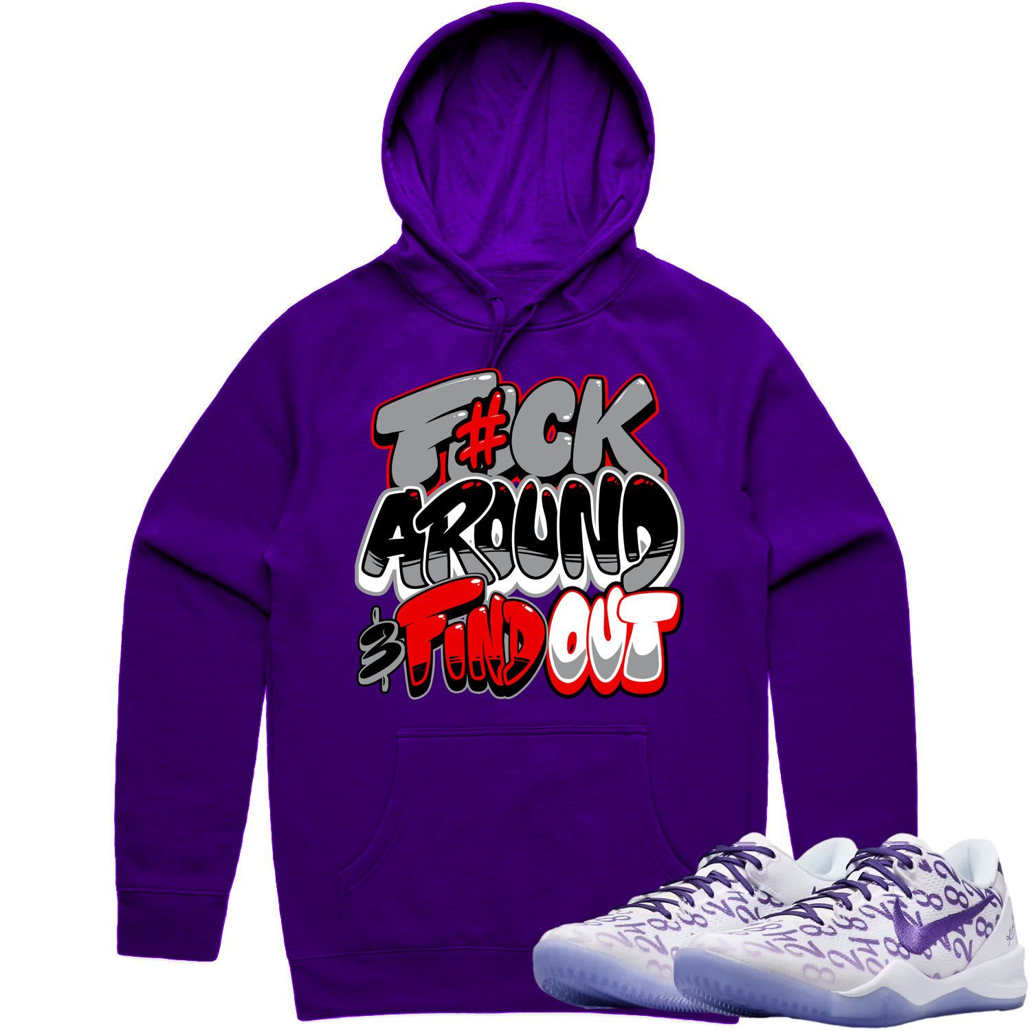 Kobe 8 Court Purple 8s Hoodie to Match - RED F#CK