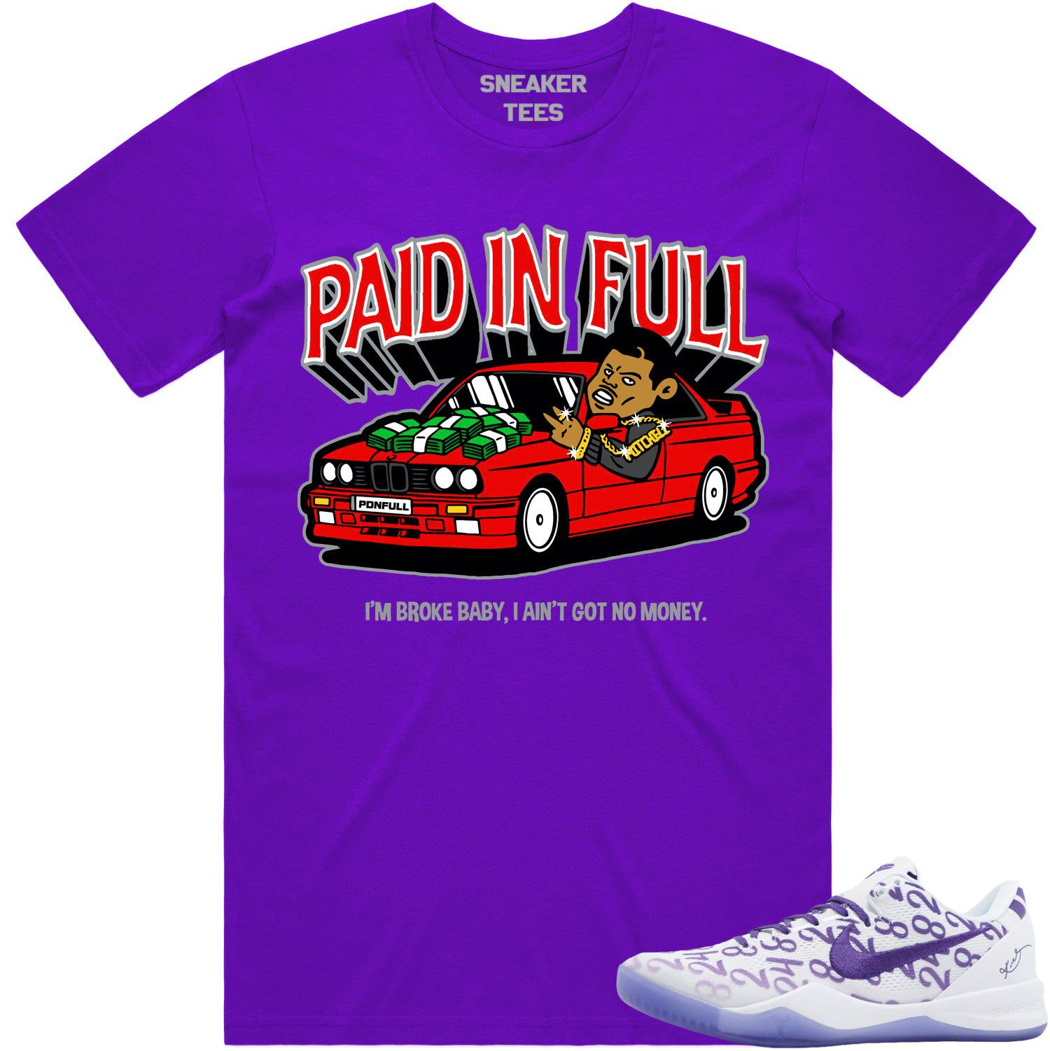 Kobe 8 Court Purple 8s Shirt to Match - RED PAID