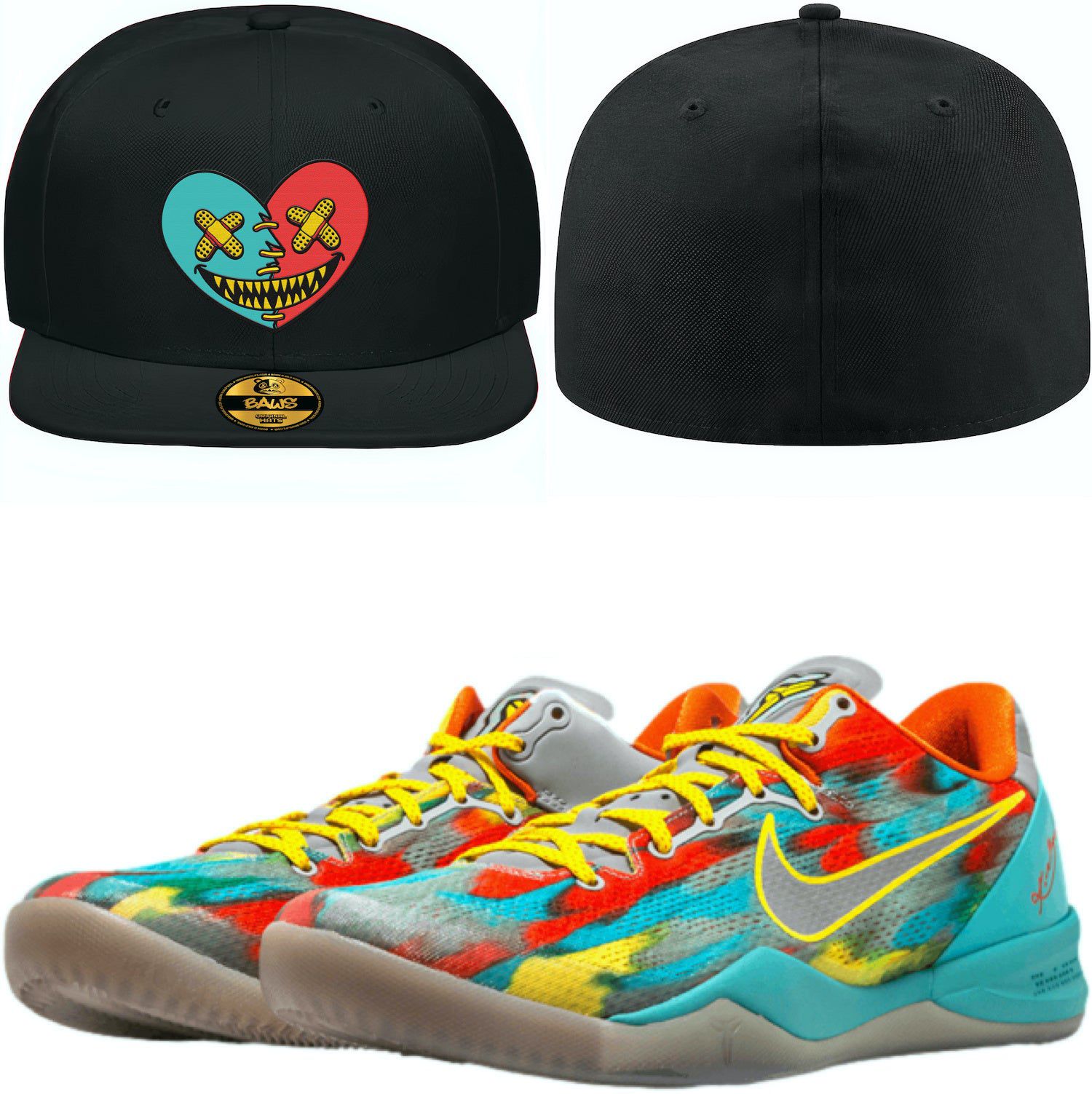 Kobe 8 Venice Beach 8s Fitted Hat to Match - VENICE HEART BAWS