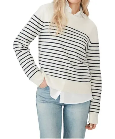 KULE The Betty Cashmere Sweater In Cream/navy