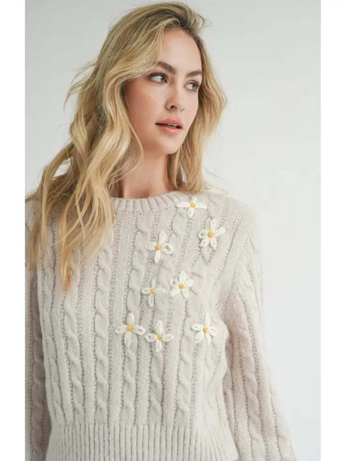 Lainey Daisy Sweater - Cream