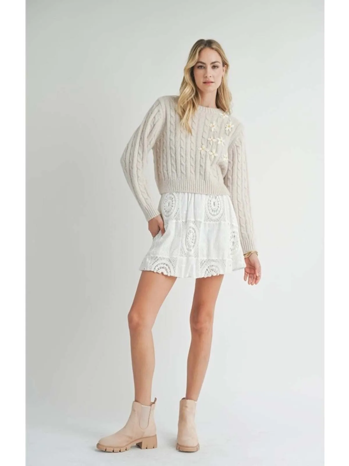 Lainey Daisy Sweater - Cream